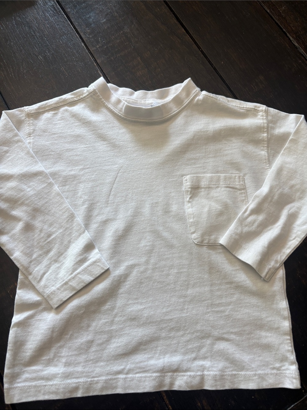 Zara White Long-Sleeve Pocket Tee for Kids